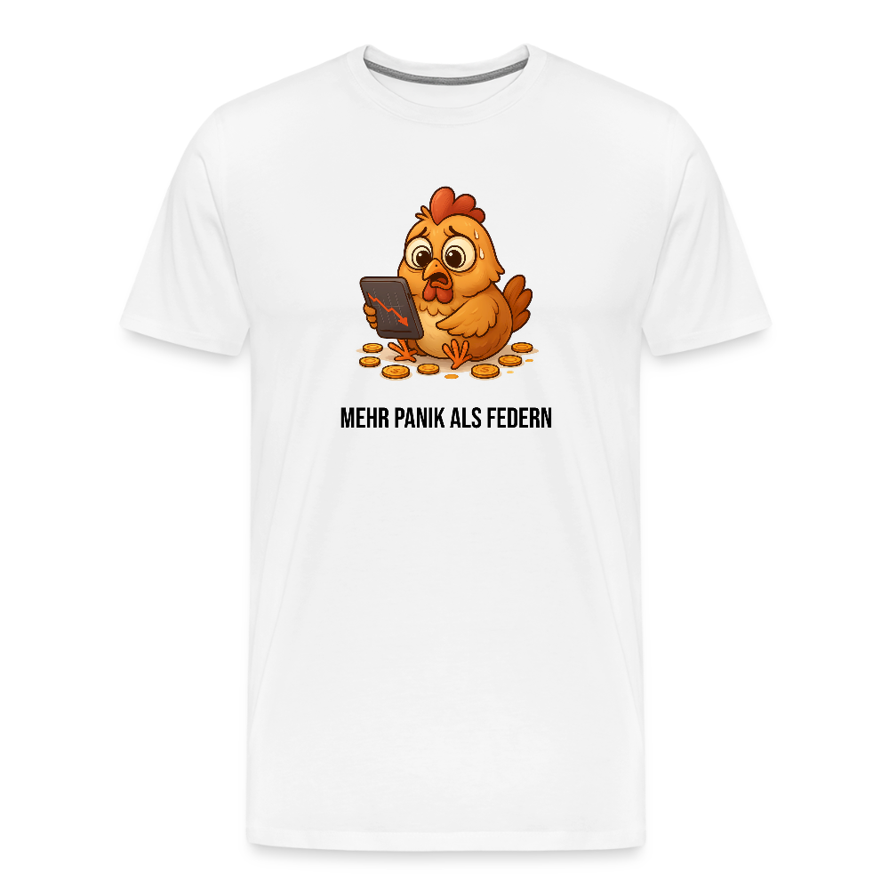 Herren T-Shirt Panisches Huhn - Weiß