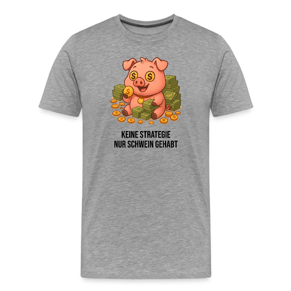 Herren T-Shirt Schwein gehabt - Grau meliert