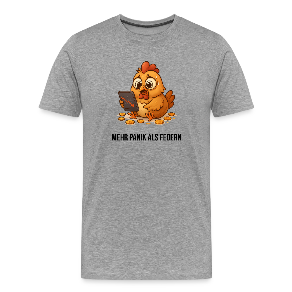 Herren T-Shirt Panisches Huhn - Grau meliert