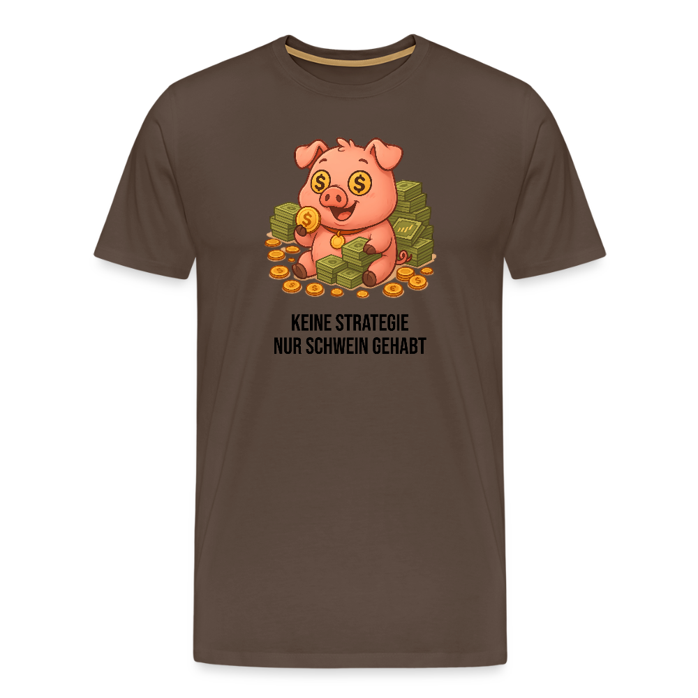 Herren T-Shirt Schwein gehabt - Edelbraun