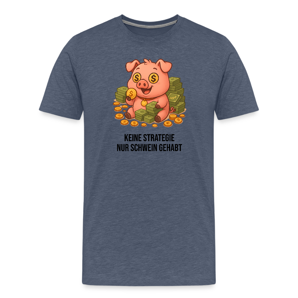 Herren T-Shirt Schwein gehabt - Blau meliert