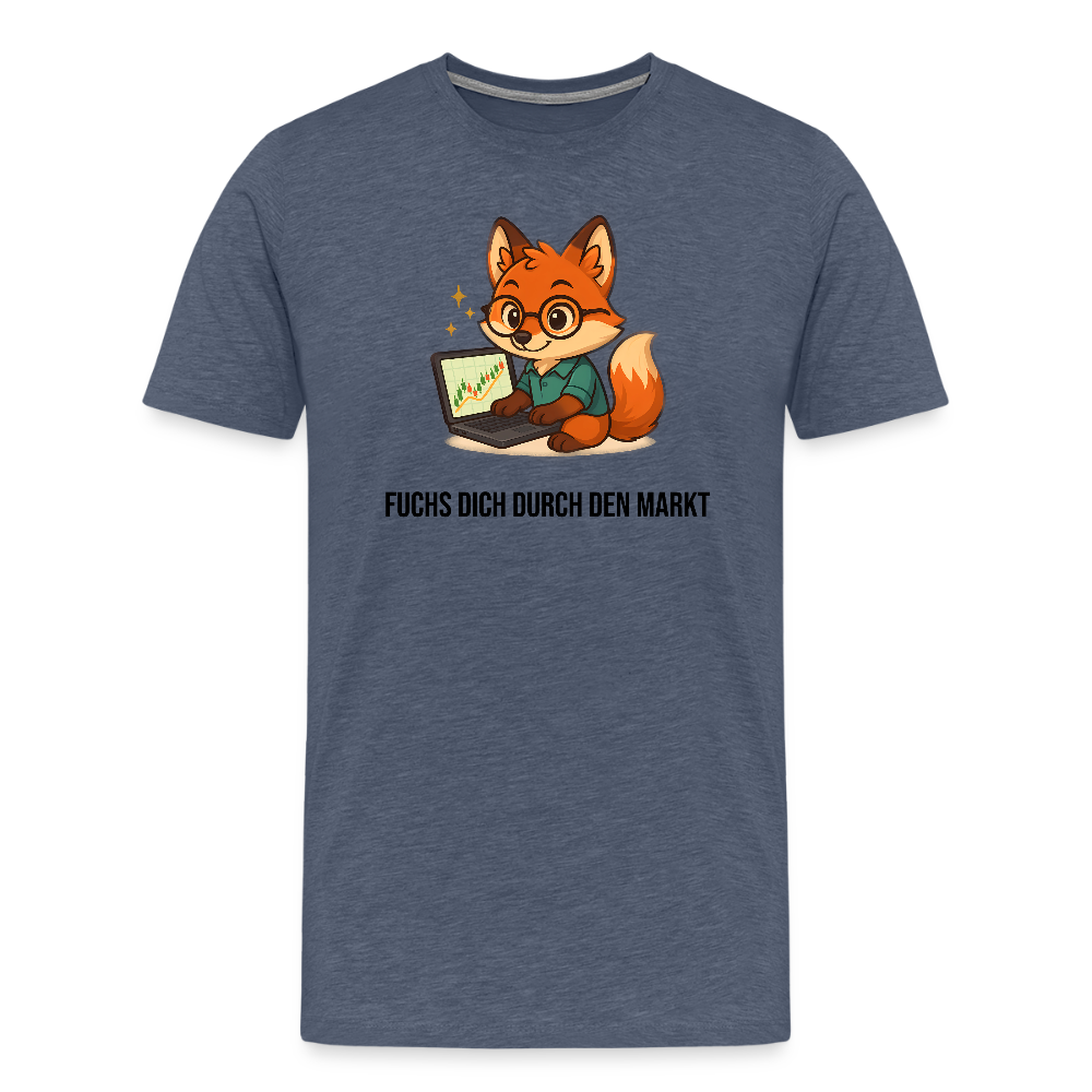 Herren T-Shirt Fuchs dich durch den Markt - Blau meliert