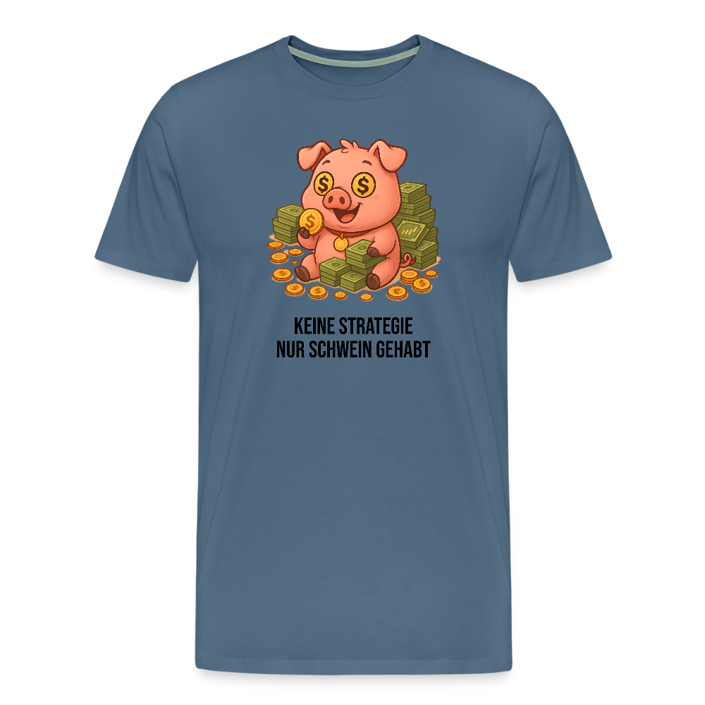 Herren T-Shirt Schwein gehabt - Blaugrau