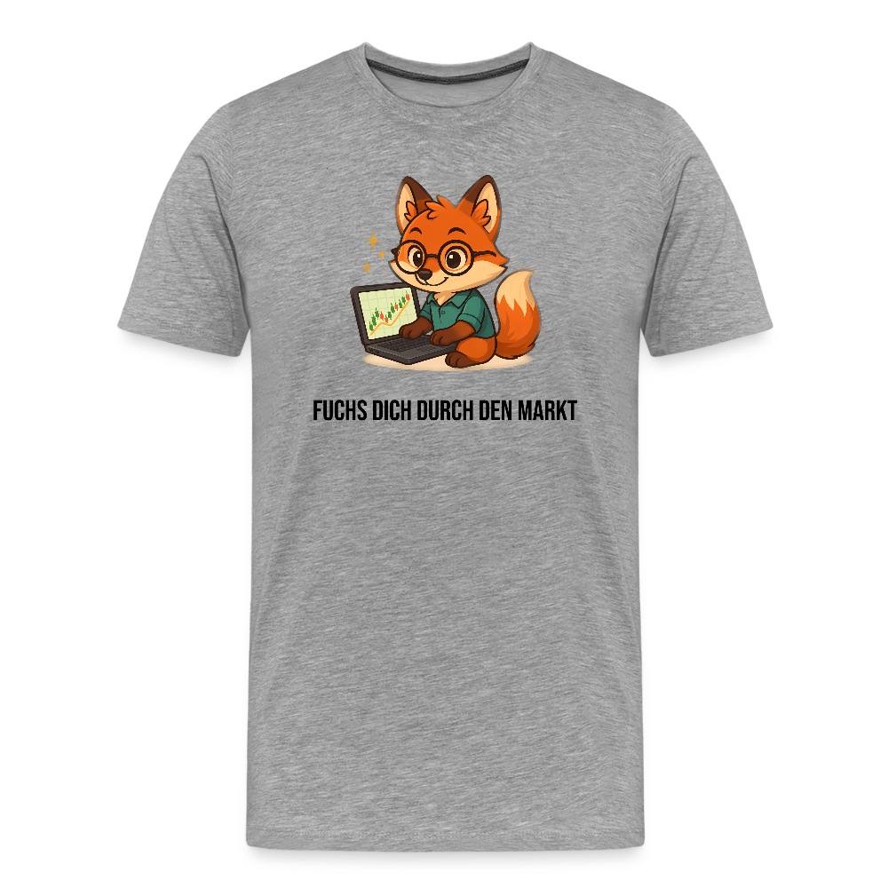 Herren T-Shirt Fuchs dich durch den Markt - Grau meliert