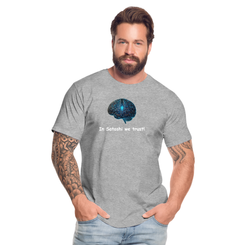 "In Satoshi we trust"-T-Shirt - Grau meliert