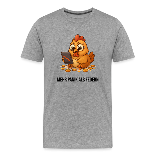 Herren T-Shirt Panisches Huhn - Grau meliert