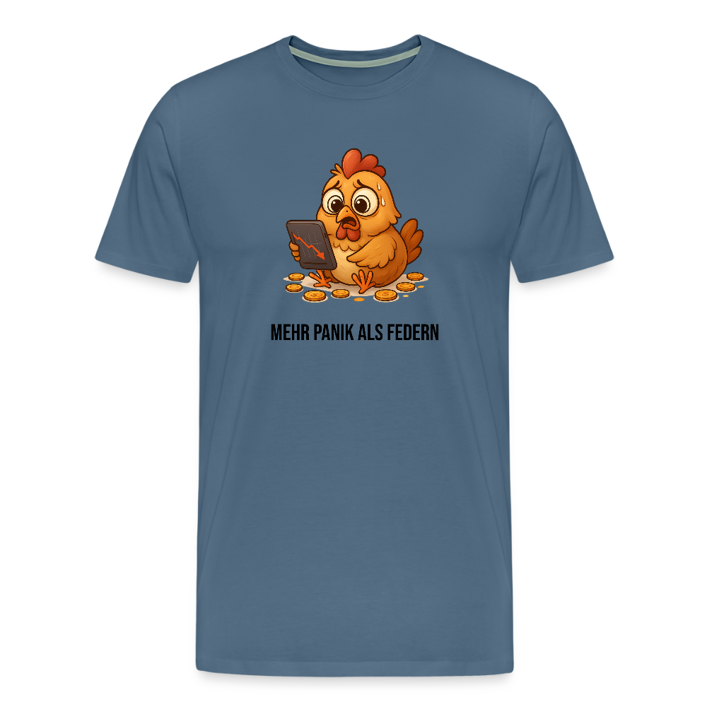 Herren T-Shirt Panisches Huhn - Blaugrau