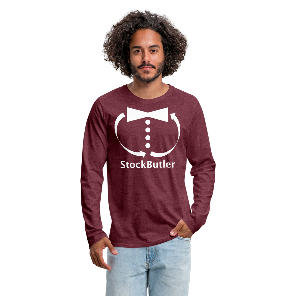 Männer Premium Langarmshirt - Bordeauxrot meliert