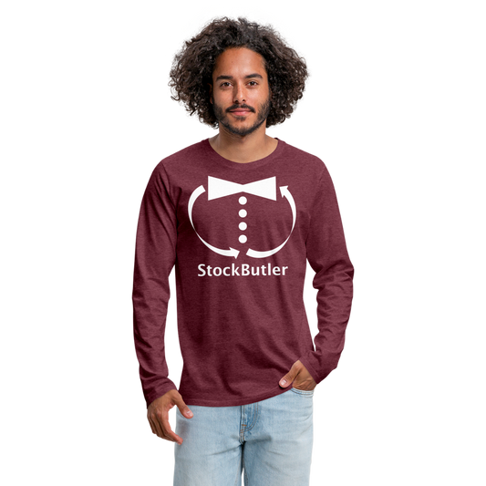 Männer Premium Langarmshirt - Bordeauxrot meliert