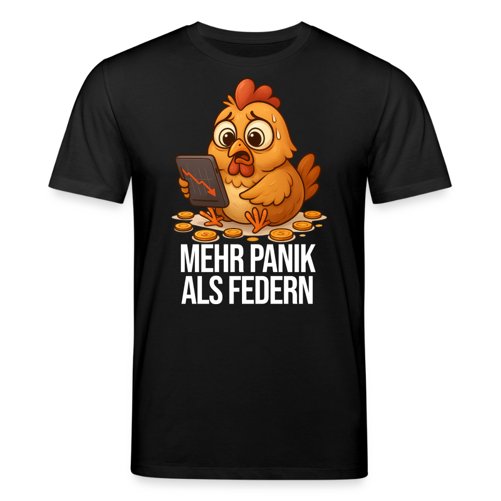 Mehr Panik als Federn – Trader Shirt dunkel - Schwarz