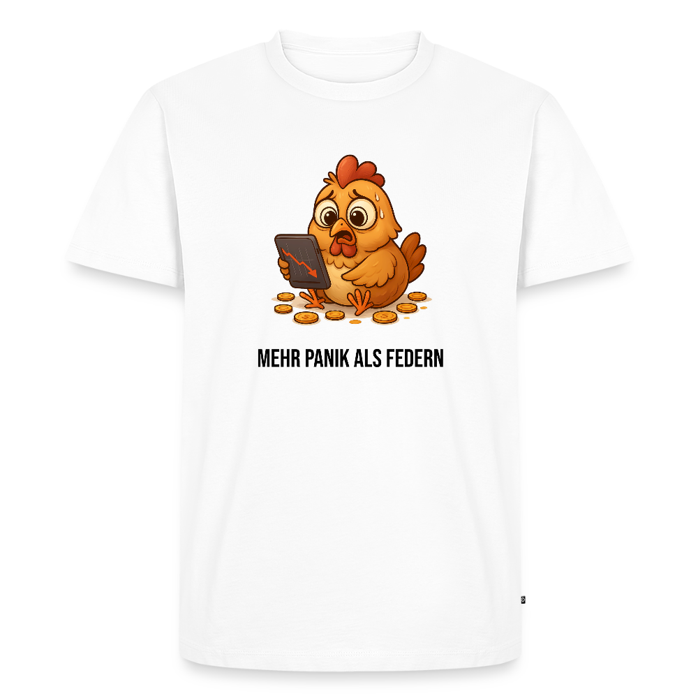 Herren T-Shirt Panisches Huhn - Weiß