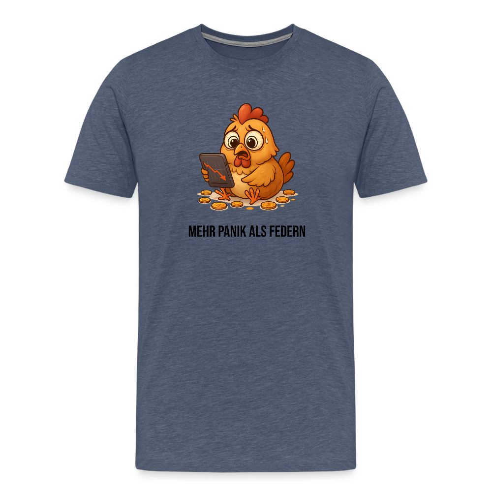 Herren T-Shirt Panisches Huhn - Blau meliert