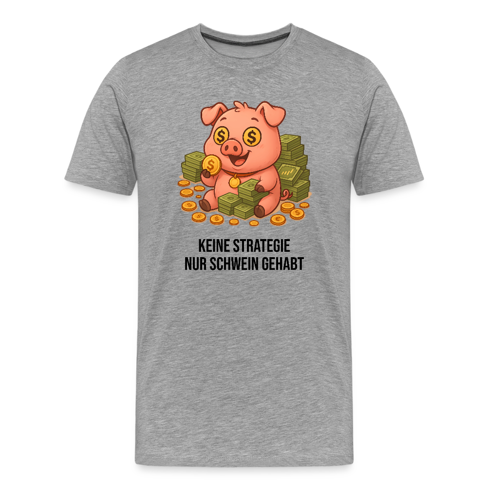 Herren T-Shirt Schwein gehabt - Grau meliert
