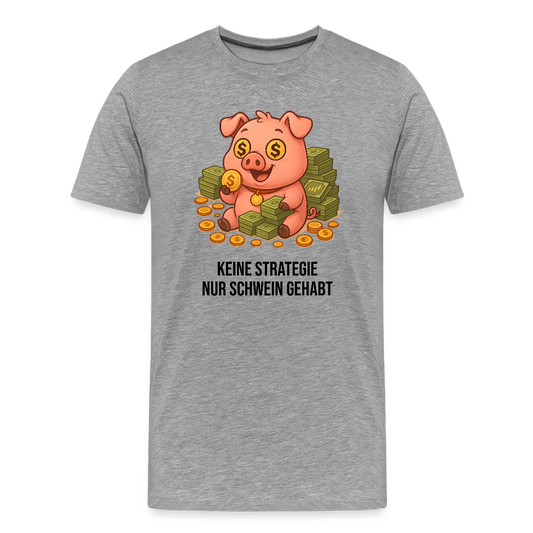 Herren T-Shirt Schwein gehabt - Grau meliert