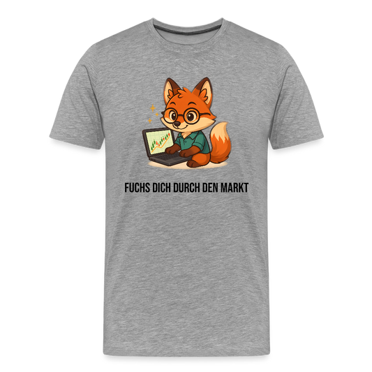 Herren T-Shirt Fuchs dich durch den Markt - Grau meliert