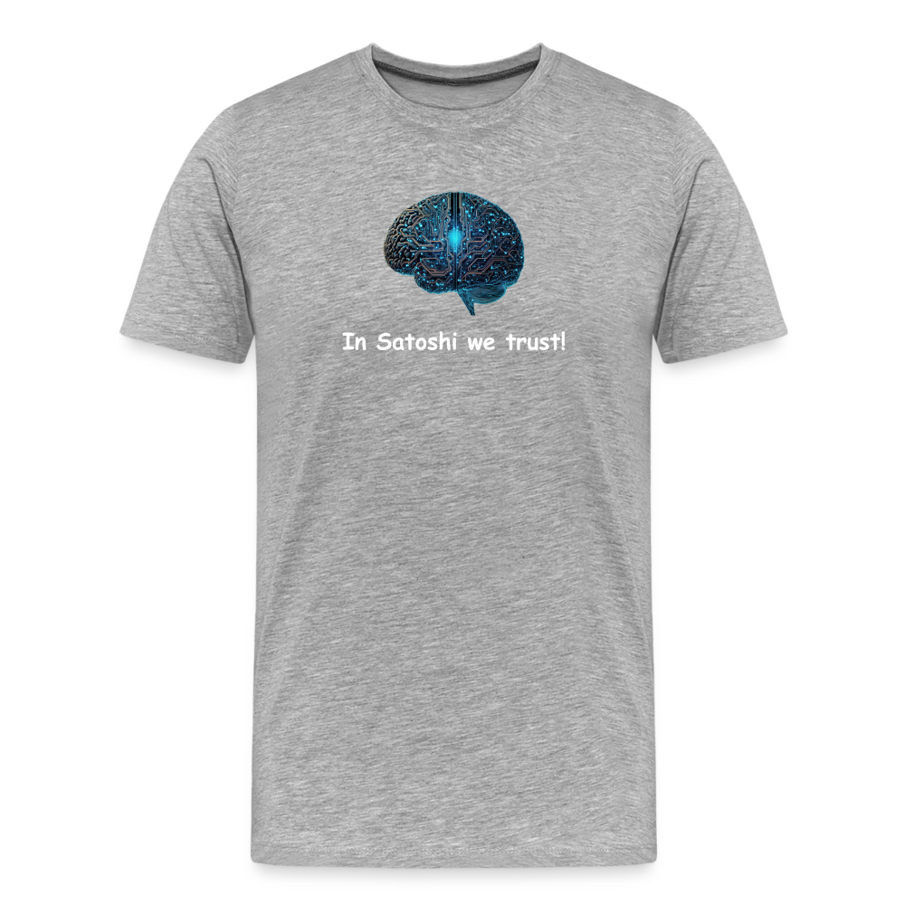 "In Satoshi we trust"-T-Shirt - Grau meliert