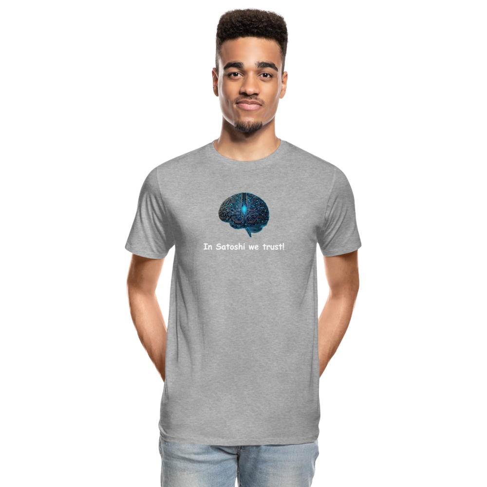 "In Satoshi we trust"-T-Shirt - Grau meliert