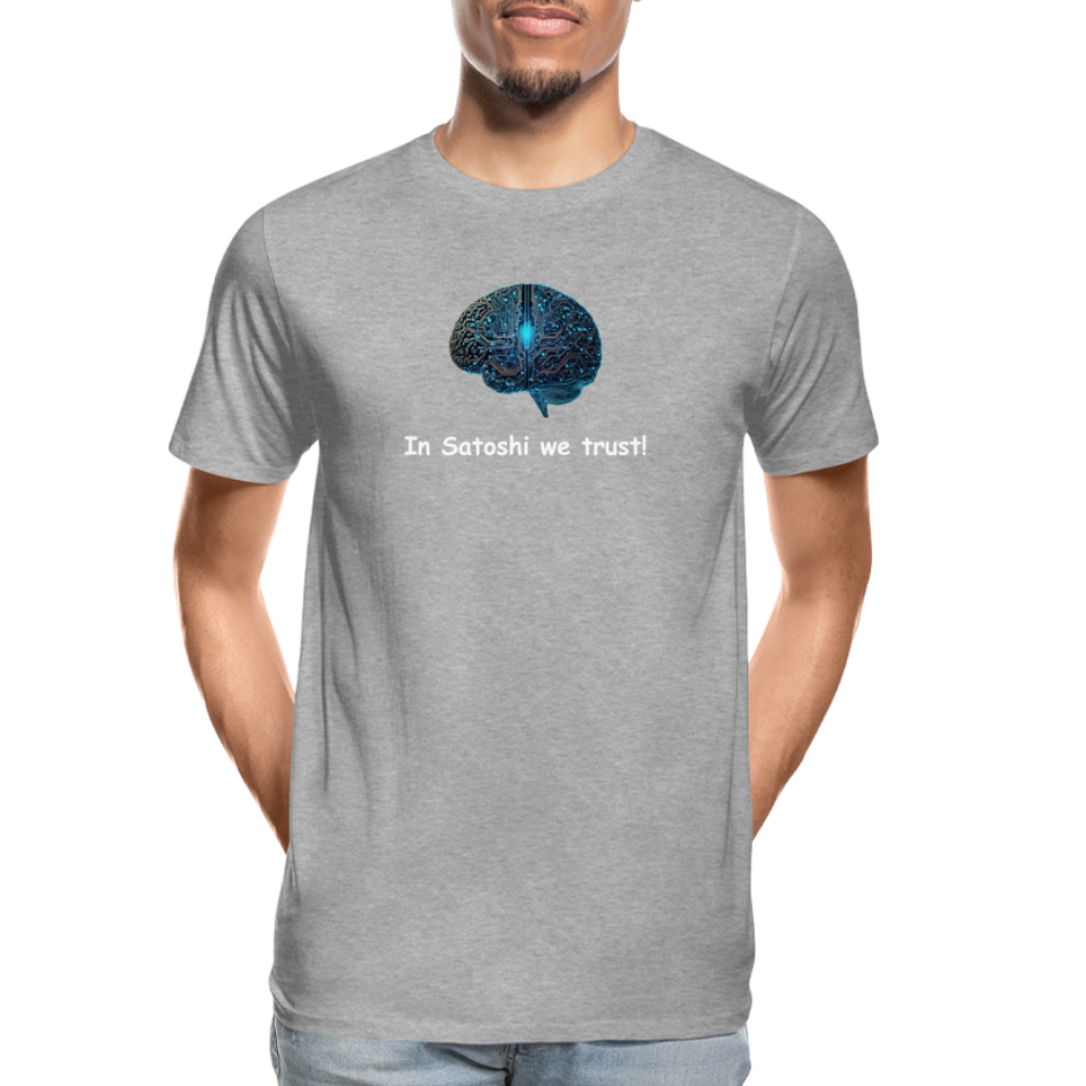 "In Satoshi we trust"-T-Shirt - Grau meliert