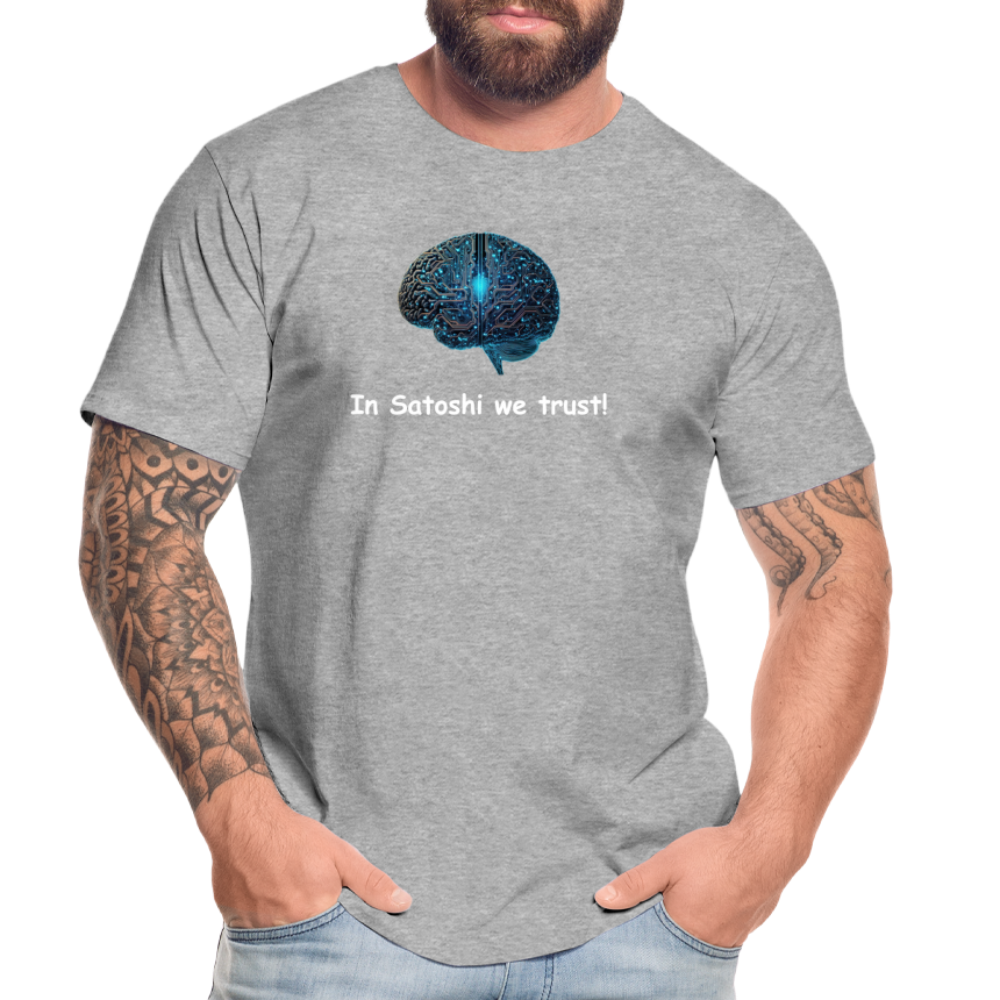 "In Satoshi we trust"-T-Shirt - Grau meliert