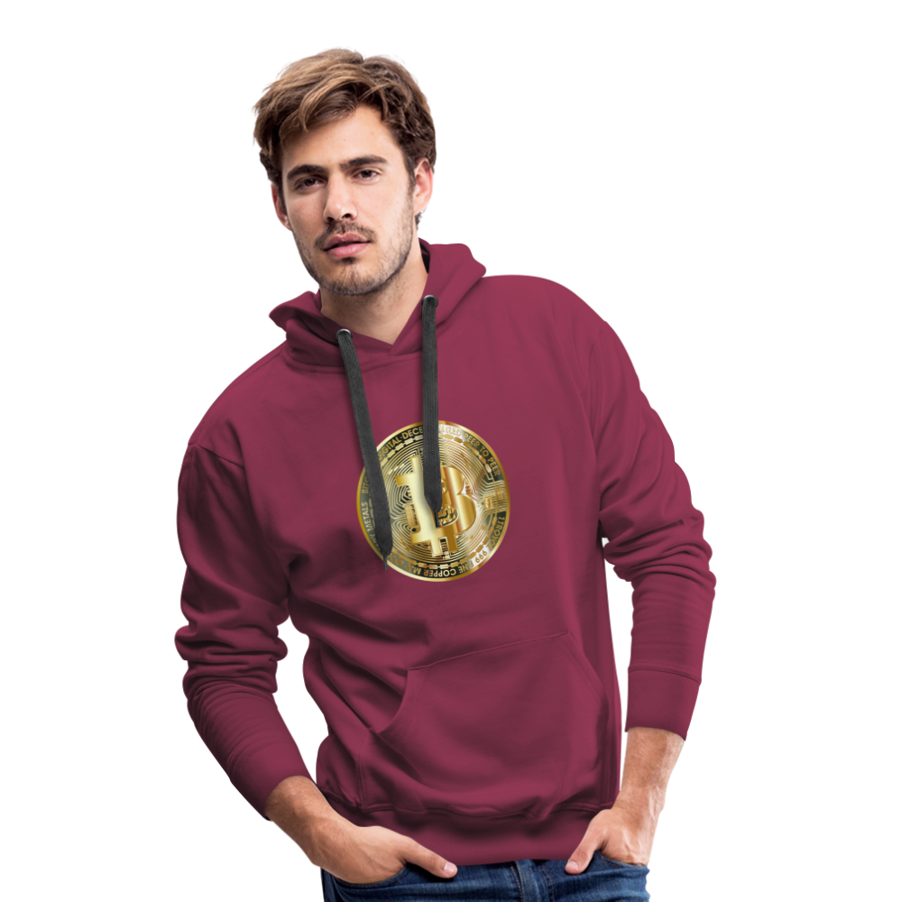 Männer Hoodie Bitcoin gold - Bordeaux