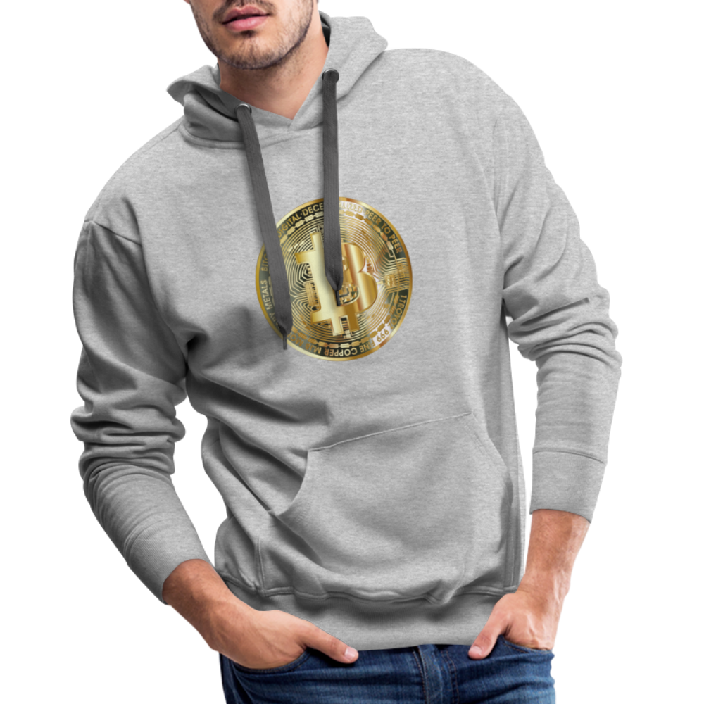 Männer Hoodie Bitcoin gold - Grau meliert