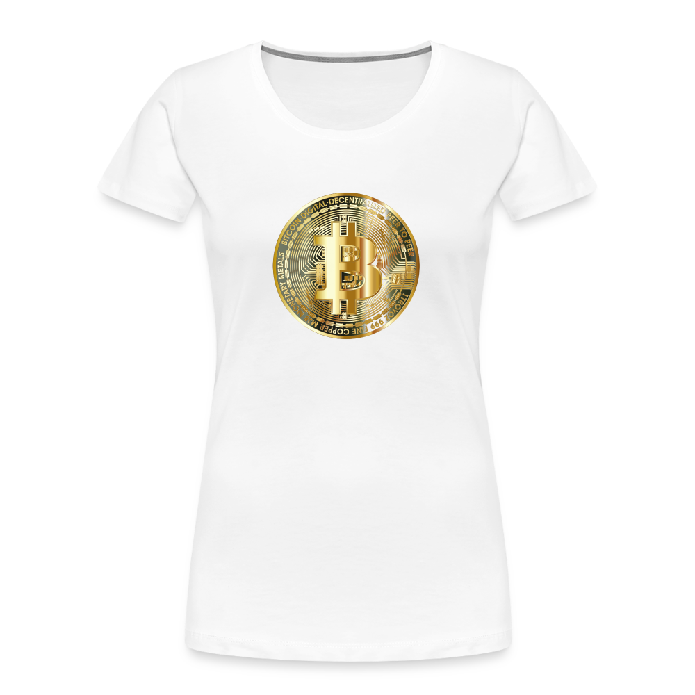 Damen T-Shirt Bitcoin gold - weiß