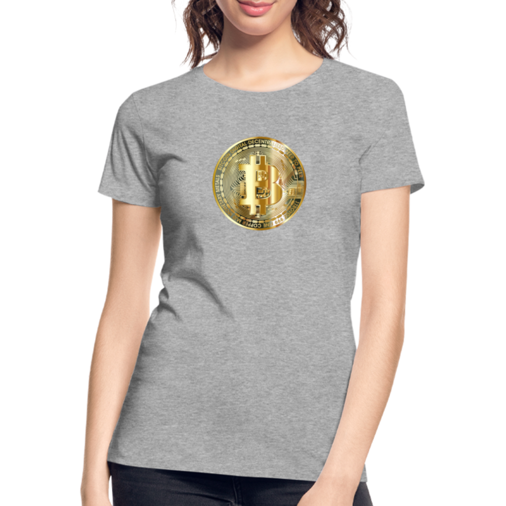 Damen T-Shirt Bitcoin gold - Grau meliert