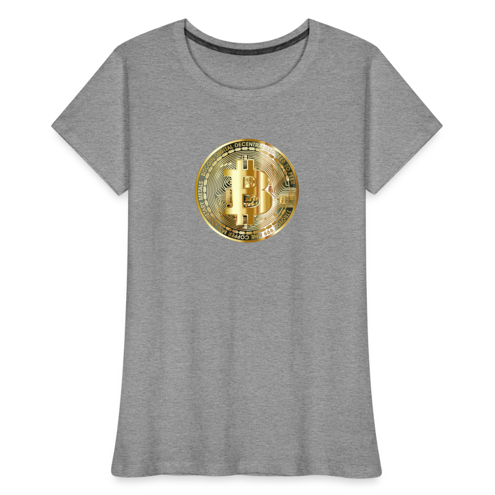 Damen T-Shirt Bitcoin gold - Grau meliert
