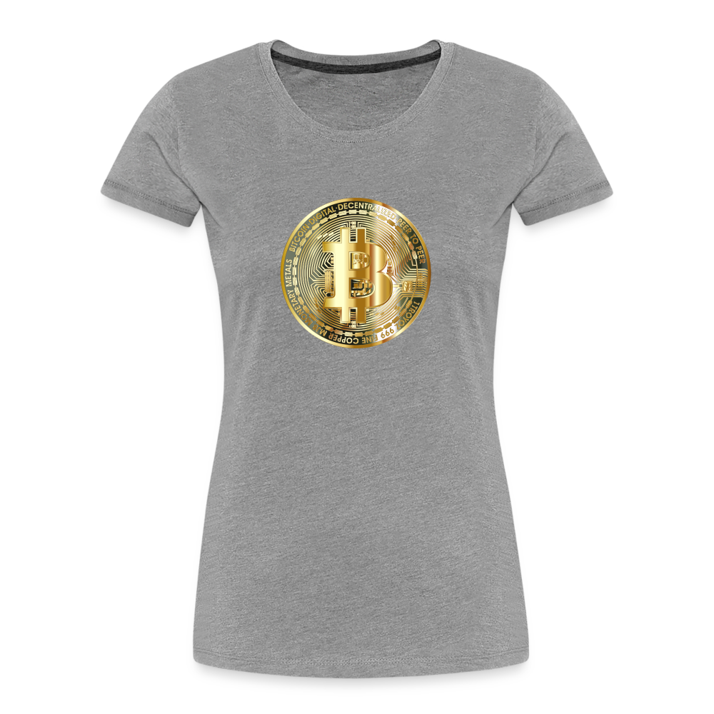 Damen T-Shirt Bitcoin gold - Grau meliert