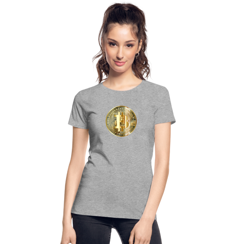 Damen T-Shirt Bitcoin gold - Grau meliert