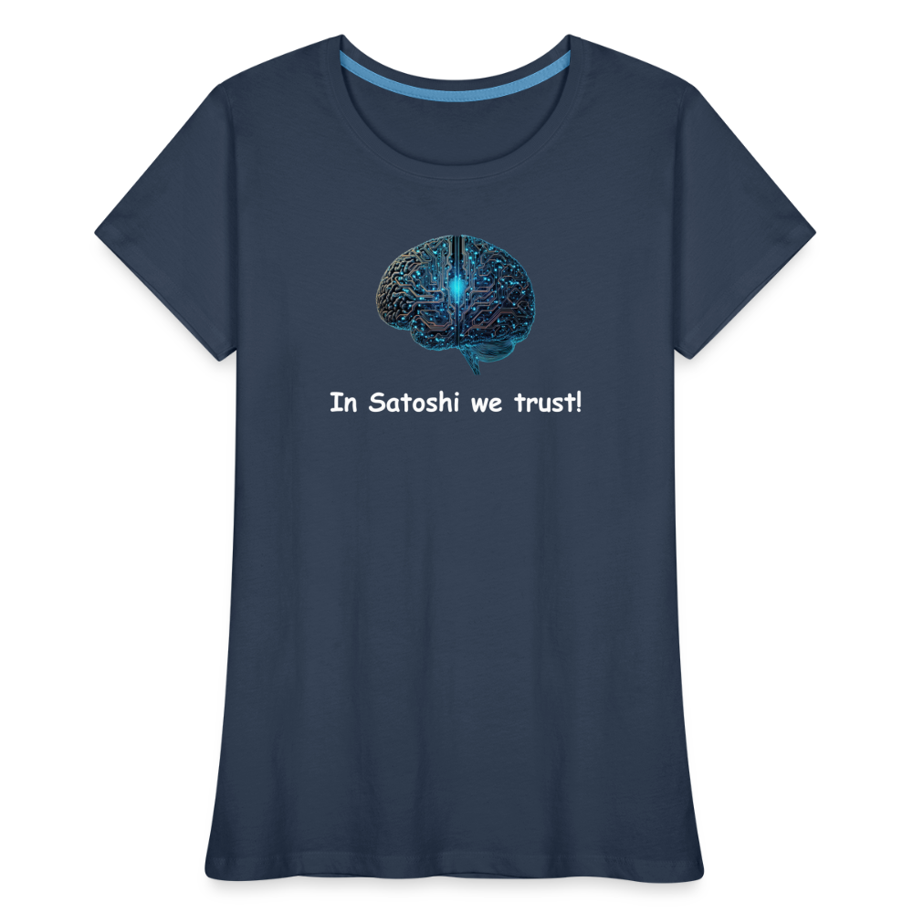 Damen T-Shirt "In Satoshi we trust!" - Navy