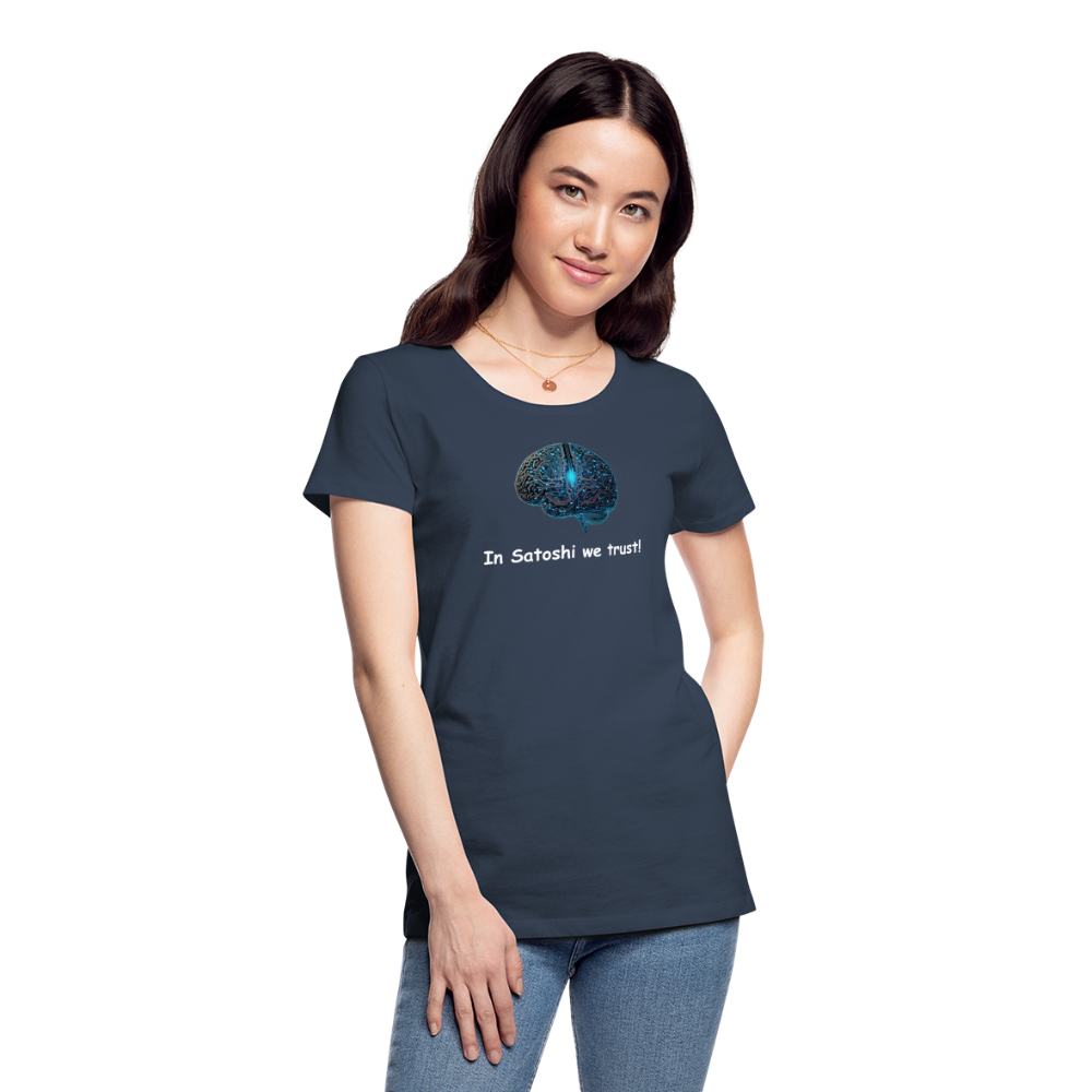 Damen T-Shirt "In Satoshi we trust!" - Navy